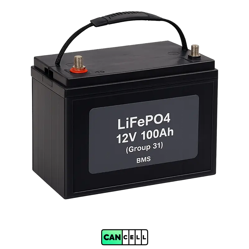 عکس باتری لیتیومی LiFePO4 مدل Group 31 ظرفیت 12 ولت 100 آمپر&zwnj;ساعت بدون بک&zwnj;گراند