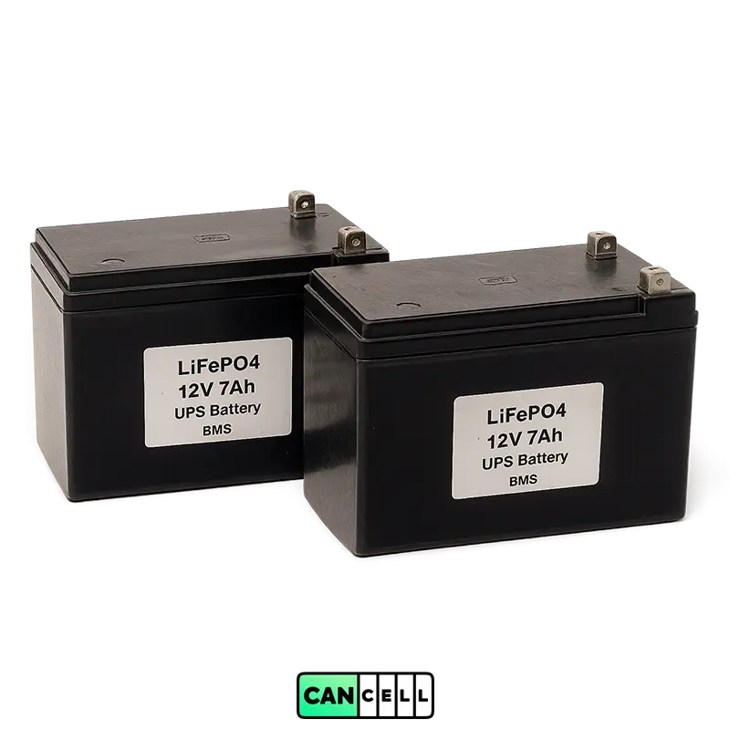 عکس واقعی دو باتری UPS لیتیوم LiFePO4 مدل 12V 7Ah (بسته دو عددی) بدون بک&zwnj;گراند با ترمینال تخت