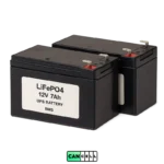 عکس واقعی دو باتری UPS لیتیوم LiFePO4 مدل 12V 7Ah (بسته دو عددی) بدون بک‌گراند با ترمینال تخت