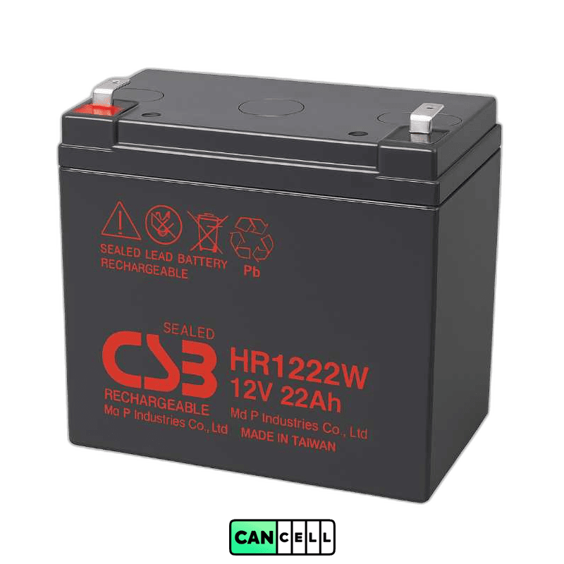 نمای باتری CSB HR1222W با ولتاژ 12V و ظرفیت 22Ah sealed gel