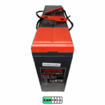 نمای بالا و پشت باتری Narada AG12v100S با پوشش قرمز و دسته حمل