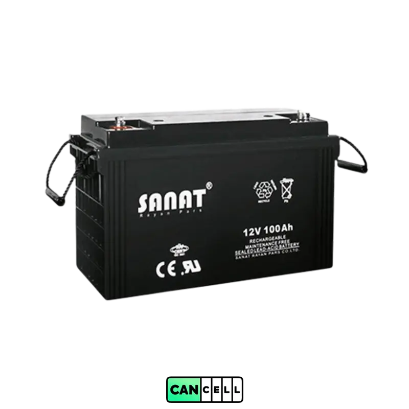 باتری یو پی اس صنعت ۱۲ ولت ۱۰۰ آمپر Sanat 12V 100Ah &ndash; خرید و قیمت از کنسل باتری