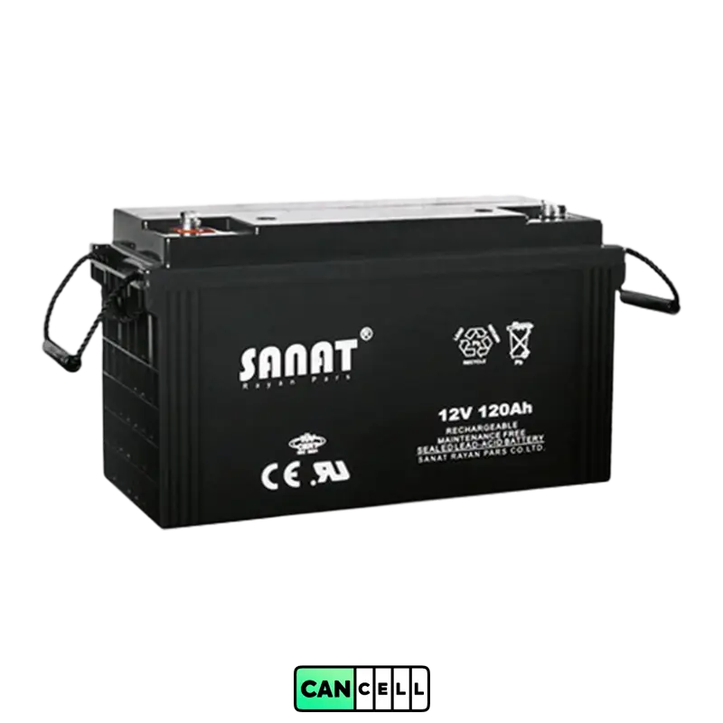 باتری یو پی اس صنعت ۱۲ ولت ۱۲۰ آمپر Sanat 12V 120Ah &ndash; خرید و قیمت از کنسل باتری
