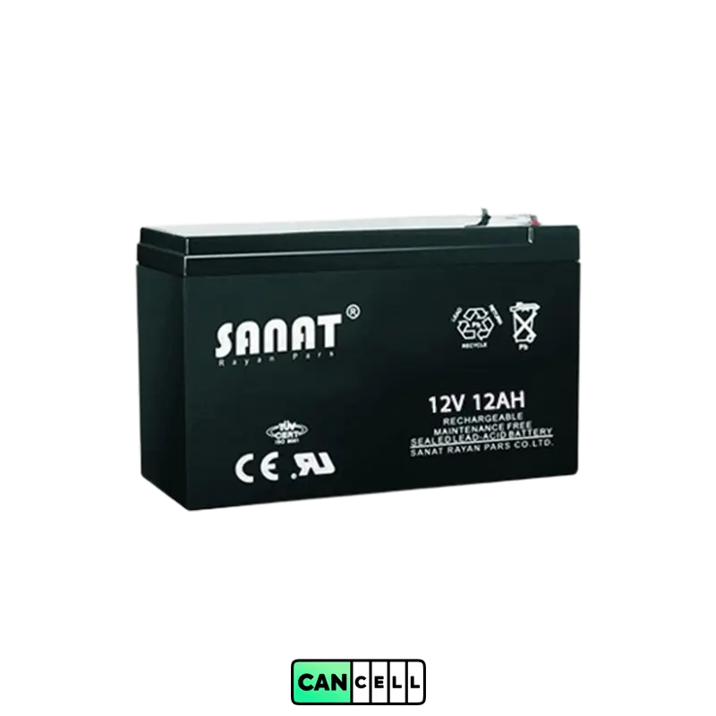 باتری یو پی اس صنعت ۱۲ ولت ۱۲ آمپر Sanat 12V 12Ah &ndash; خرید و قیمت از کنسل باتری