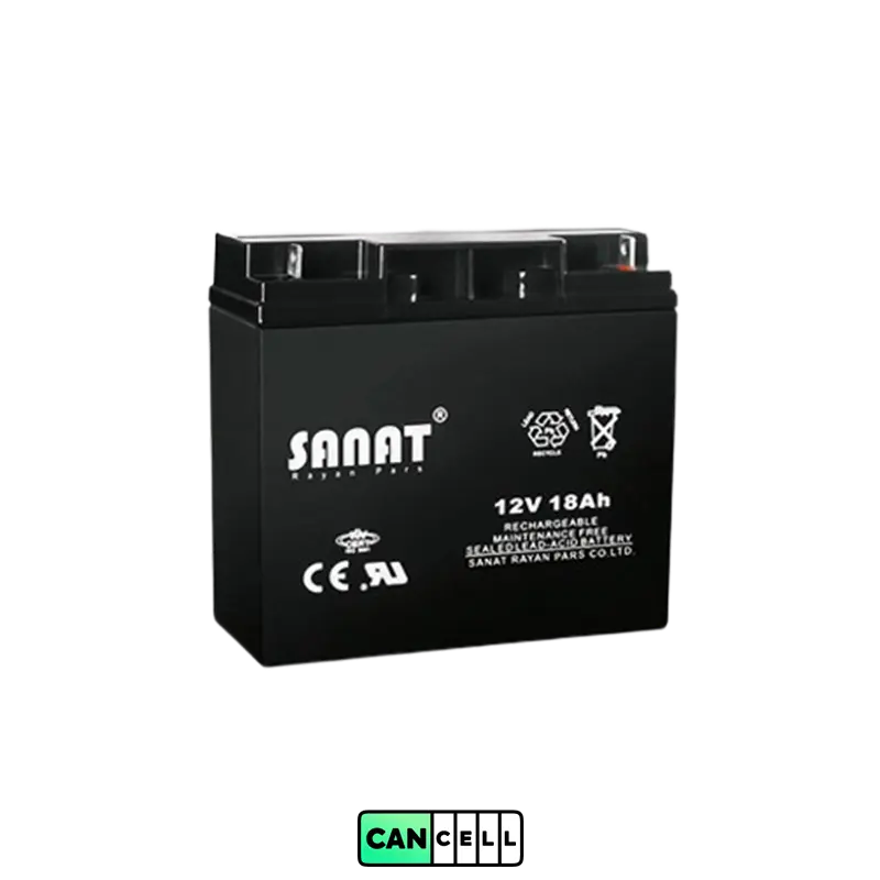 باتری یو پی اس صنعت ۱۲ ولت ۱۸ آمپر Sanat 12V 18Ah &ndash; خرید و قیمت از کنسل باتری