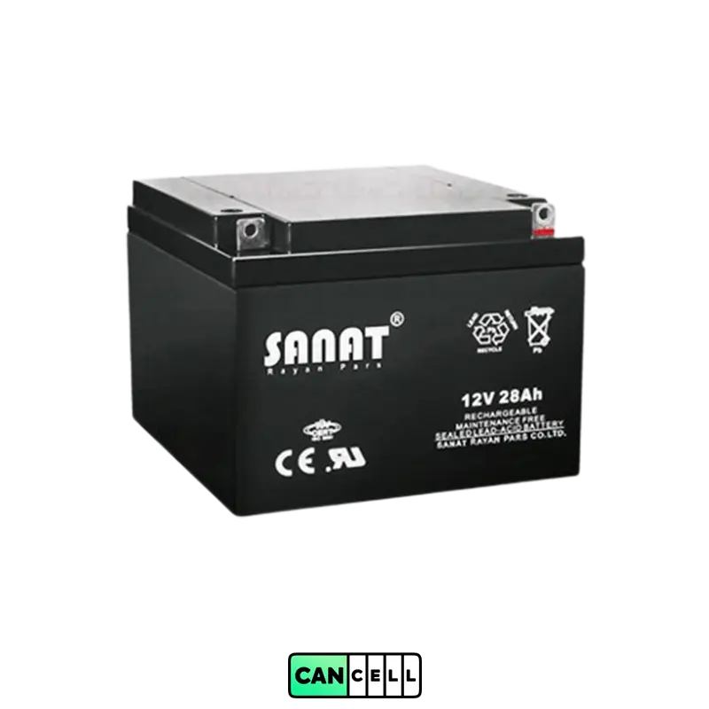 باتری یو پی اس صنعت ۱۲ ولت ۲۸ آمپر Sanat 12V 28Ah &ndash; خرید و قیمت از کنسل باتری