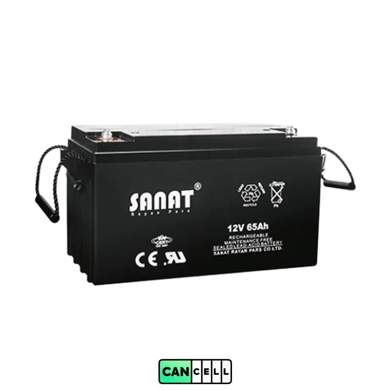 باتری یو پی اس صنعت ۱۲ ولت ۶۵ آمپر Sanat 12V 65Ah &ndash; خرید و قیمت از کنسل باتری