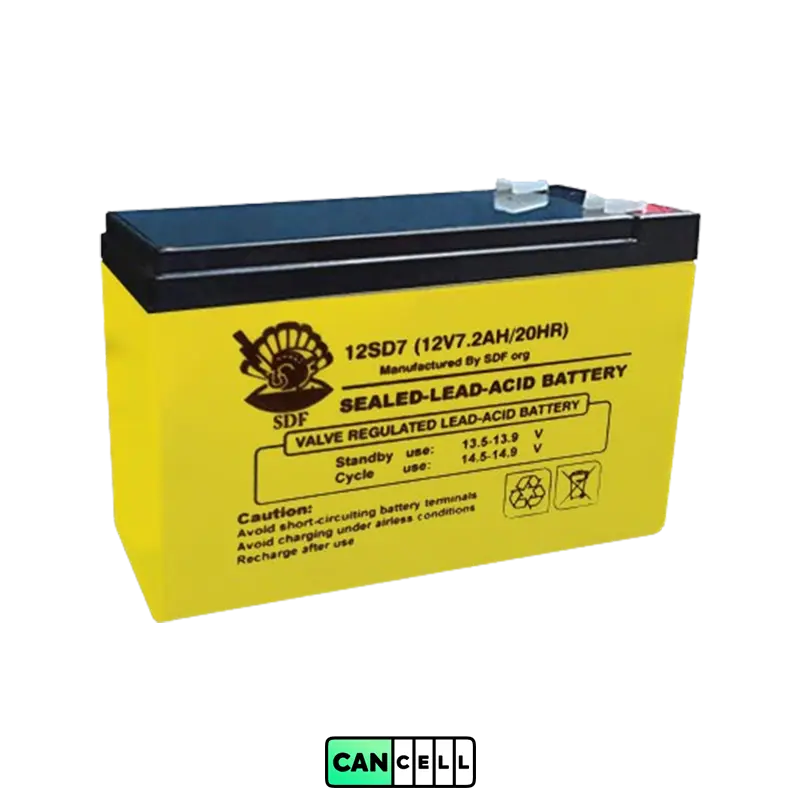 باتری یو پی اس ۱۲ ولت ۷٫۲ آمپر صدف SDF-12SD7 &ndash; خرید و قیمت از کنسل باتری