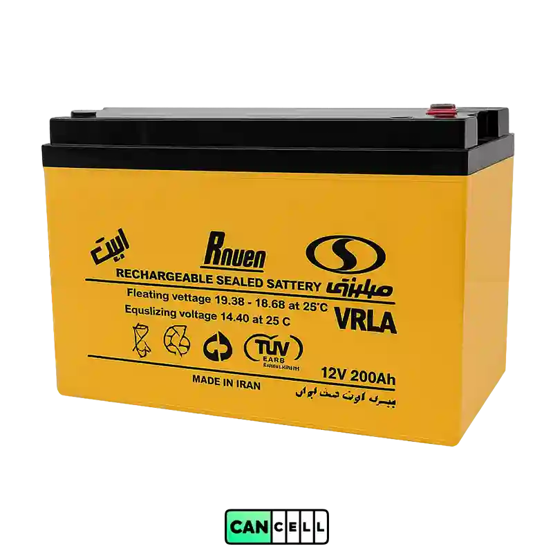 باتری یو پی اس ۱۲ ولت ۲۰۰ آمپر صبا باتری؛ سیلد اسید VRLA مناسب UPS‌های صنعتی و دیتاسنتری.