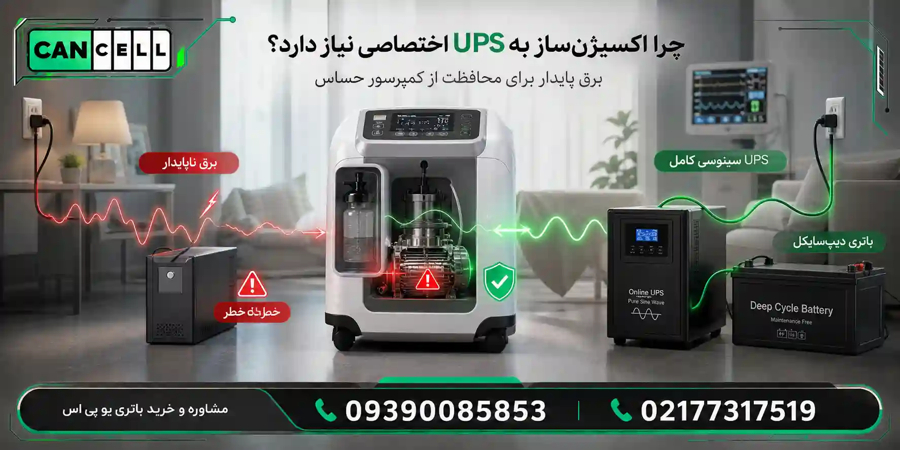چرا دستگاه اکسیژن‌ساز به باتری یو پی اس اختصاصی نیاز دارد؟